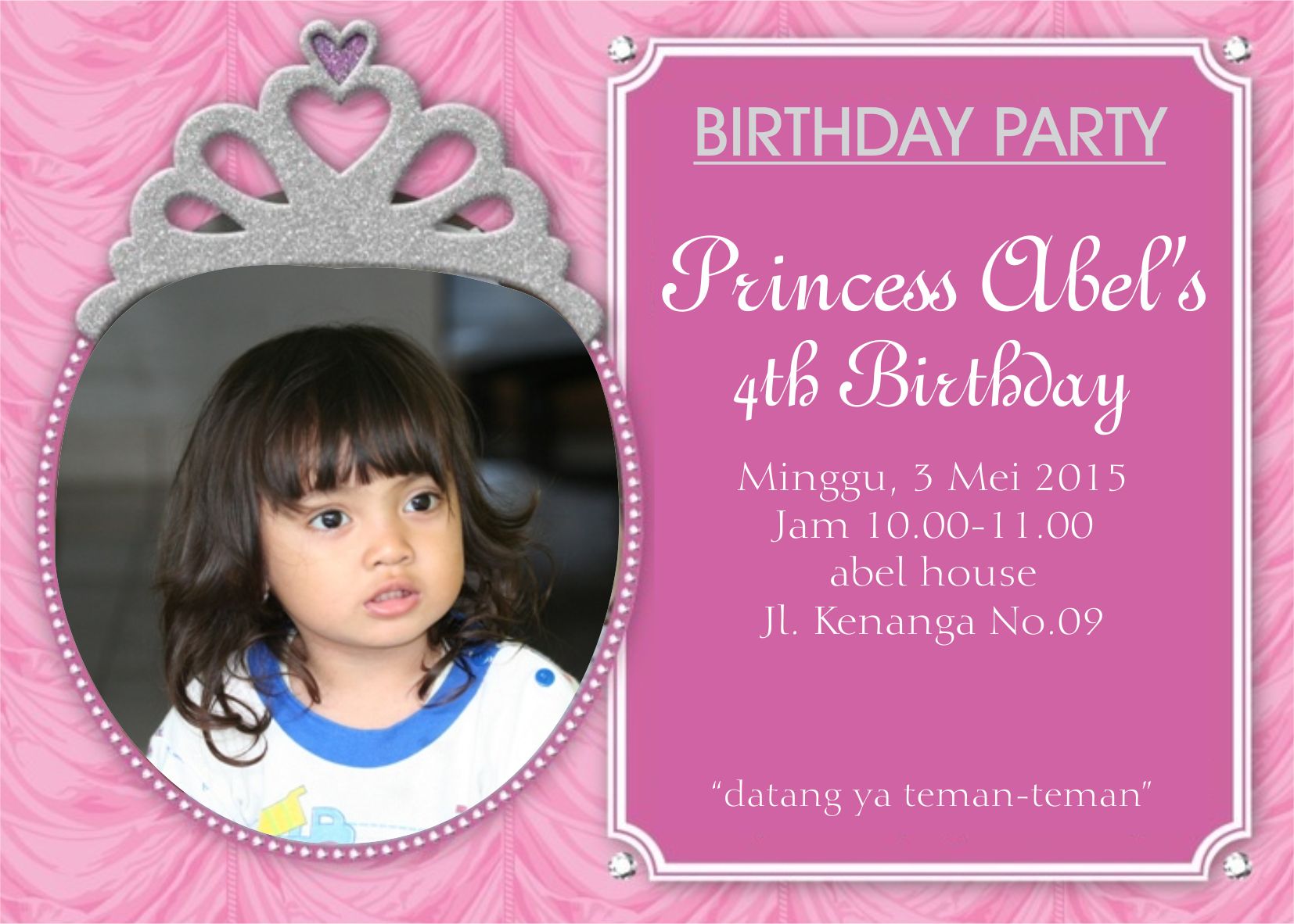 Undangan Ulang Tahun Anak Princess Kartu Undangan Ulang Tahun Anak